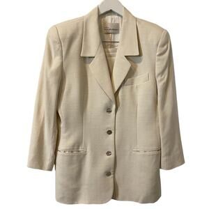Dana Buchman Petites Cream Silk blend Pencil Skirt & Blazer Suit Set Size 12P